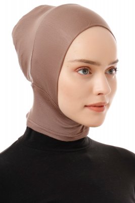 Elnara - Bonnet Plain Hijab Taupe Foncé
