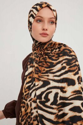 Ayten - Hijab À motifs Marron