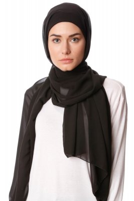 Derya - Hijab Pratique Chiffon Noir