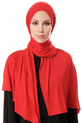 Hande - Hijab En Coton Rouge - Gülsoy