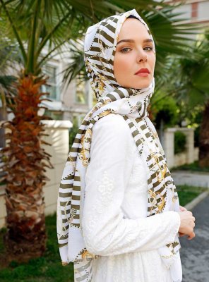Ulima - Hijab à Motifs Kaki - Sal Evi