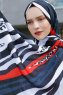 Emel - Hijab à Motifs Bleu Marin & Rouge - Sal Evi