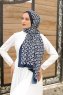 Hijab Twill à Motifs Bleu Marin - Sal Evi