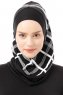 Ekose Plain - Hijab Al Amira One-Piece Noir & Blanc