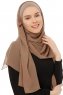 Alara Plain - Hijab Chiffon One Piece Taupe Foncé