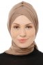 Isra Cross - Hijab One-Piece Viscose Taupe Foncé