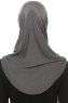 Hanfendy Plain Logo - Hijab One-Piece Gris Foncé