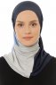 Esin - Hijab One-Piece Bleu Marin & Gris Clair & Bleu Clair
