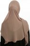 Eylem - Hijab Chiffon One Piece Taupe Foncé