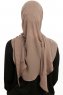 Sahar - Hijab Chiffon One Piece Taupe Foncé