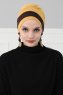 Elsa - Turban En Coton Moutarde & Marron
