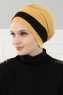 Elsa - Turban En Coton Moutarde & Noir