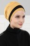 Elsa - Turban En Coton Moutarde & Noir