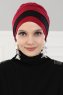 Elsa - Turban En Coton Bordeaux & Noir