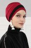 Elsa - Turban En Coton Bordeaux & Noir