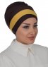 Elsa - Turban En Coton Kaki & Marron