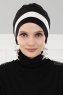 Elsa - Turban En Coton Noir & Crème