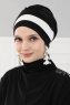 Elsa - Turban En Coton Noir & Crème