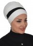Elsa - Turban En Coton Crème & Noir