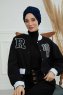 Laura - Turban En Coton Bleu Marin