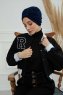 Laura - Turban En Coton Bleu Marin
