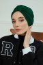 Laura - Turban En Coton Vert Foncé