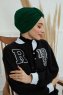 Laura - Turban En Coton Vert Foncé