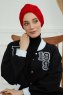 Laura - Turban En Coton Rouge