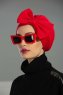 Julia - Turban En Coton Rouge - Ayse Turban