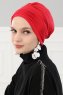 Linda - Turban En Coton Rouge - Ayse Turban