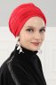 Linda - Turban En Coton Rouge - Ayse Turban