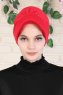 Sandra - Turban En Coton Rouge - Ayse Turban