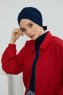 Ellie - Turban En Coton Bleu Marin