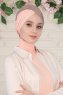 Fiona - Turban En Coton Taupe Foncé & Vieux Rose