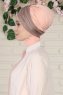 Fiona - Turban En Coton Taupe Foncé & Vieux Rose