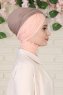Fiona - Turban En Coton Taupe Foncé & Vieux Rose
