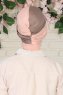 Fiona - Turban En Coton Taupe Foncé & Vieux Rose