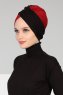 Fiona - Turban En Coton Noir & Bordeaux