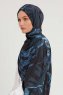 Ezmeray - Hijab À motifs Bleu Marin