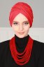 Fiona - Turban En Coton Rouge - Ayse Turban
