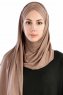 Cansu Mörk Taupe 3X Jersey Hijab Sjal Ecardin 200909-1