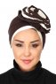 Clara - Turban En Coton Marron & Crème