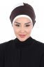 Clara - Turban En Coton Marron & Crème