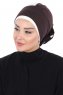 Clara - Turban En Coton Marron & Crème