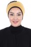 Clara - Turban En Coton Moutarde & Marron