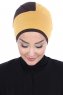 Clara - Turban En Coton Moutarde & Marron