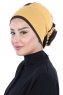 Clara - Turban En Coton Moutarde & Marron