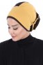 Clara - Turban En Coton Moutarde & Marron