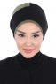 Clara - Turban En Coton Noir & Kaki