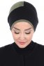 Clara - Turban En Coton Noir & Kaki